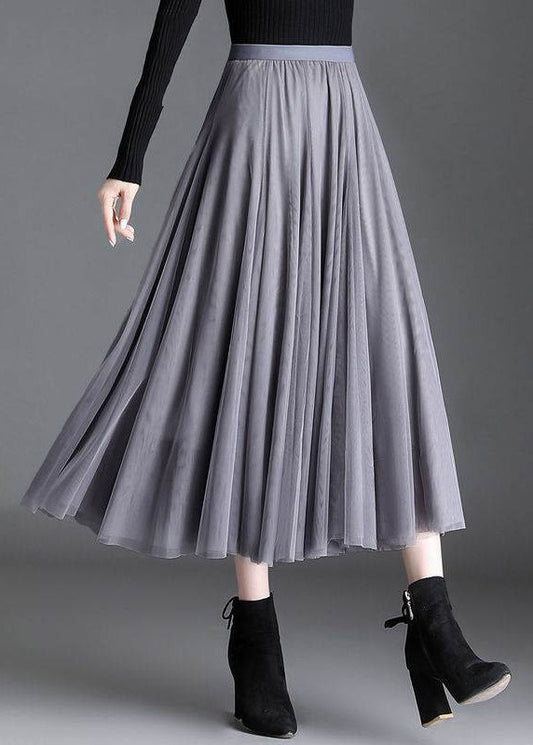 Grey Tulle a Line Skirts Spring