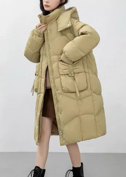 Light Green Duck Down Winter Coats Oversized Wrinkled Winter