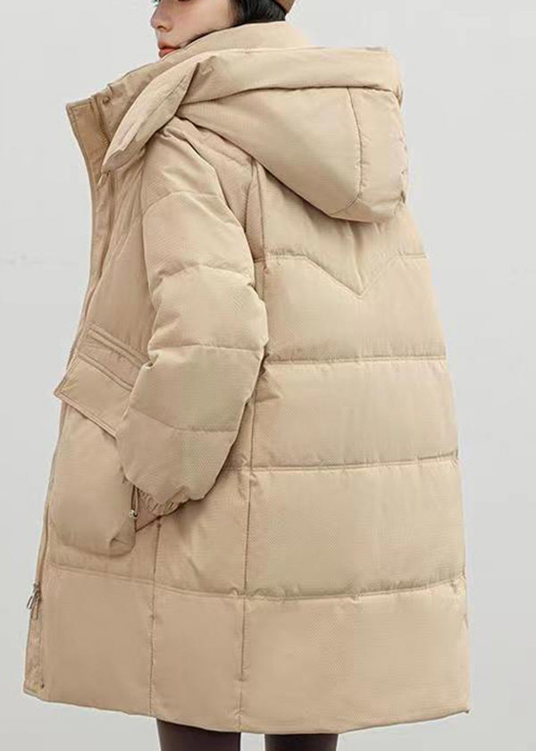 Red Hooded Pockets Fine Cotton Filled Coat Winter