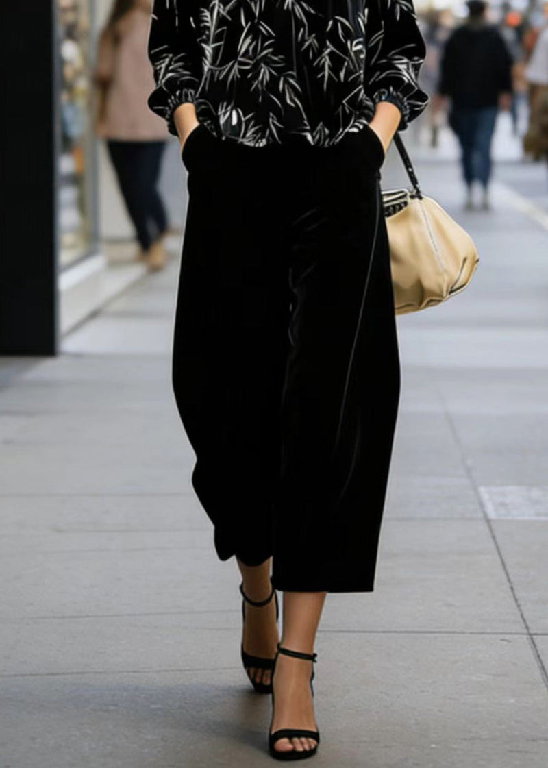 Print Top and Pants Velvet Two Pieces Set Spring