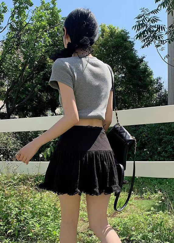 White Lace Pleated Short Skirt New for Summer