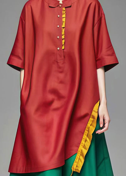 French Mulberry Oversized Patchwork Cotton Maxi Dresses Summer (ships in 15 Business Days)