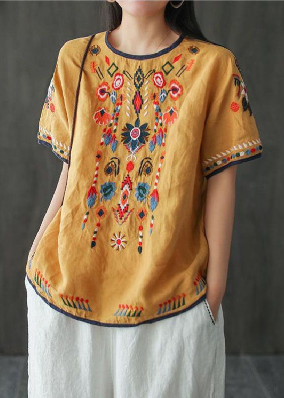 Loose White Embroidered Cotton T Shirt Summer