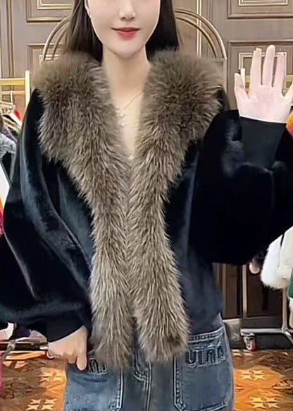 Green Oversized Patchwork Faux Mink Hair Coats Winter