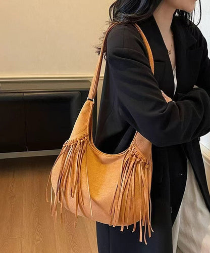 Tasseled Durable Suede Velour Messenger Bag