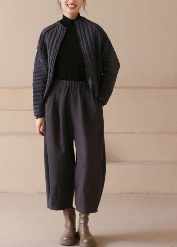 Black Zip Up Warm Duck Down Puffer Coat Winter