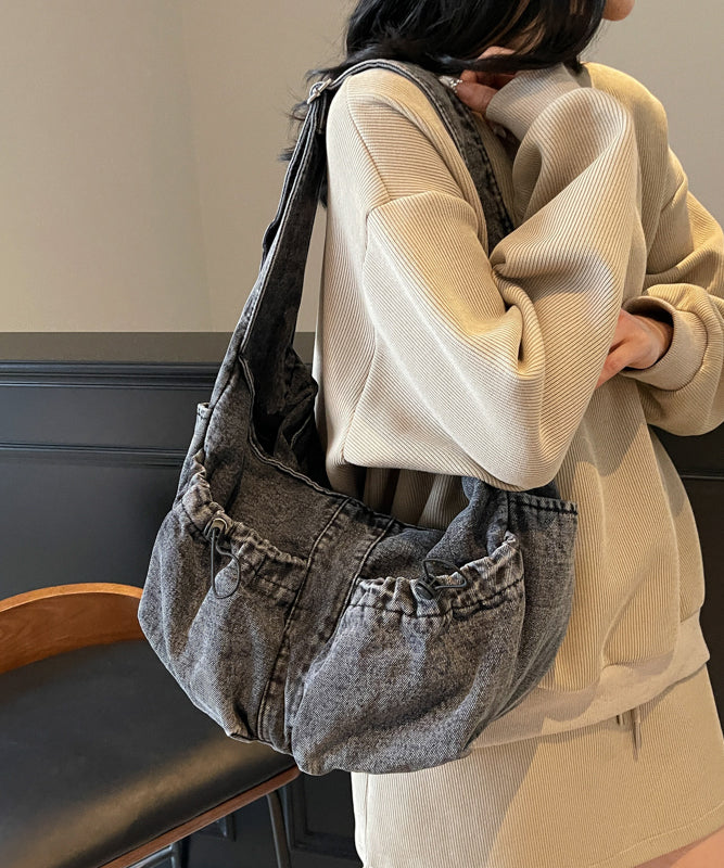 Blue Denim Pockets Large Capacity Crossbody Bag