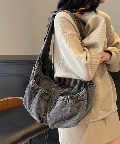 Blue Denim Pockets Large Capacity Crossbody Bag