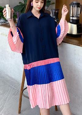 Blue Pink Patchwork Summer Party Dress