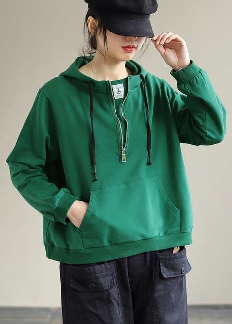 Loose Hooded Cinched Spring Tunic Pattern Red Tops