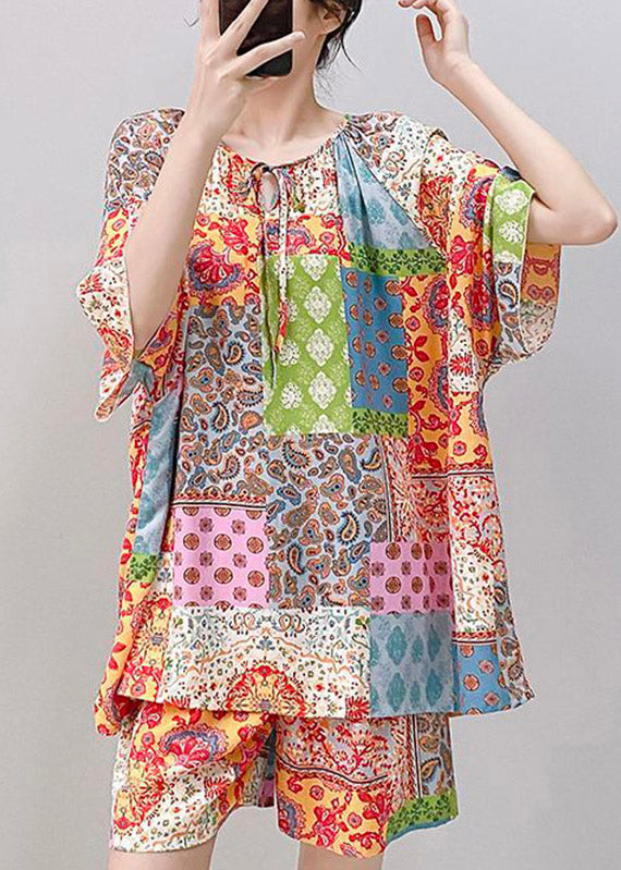 Light Green Print Tie Lace Pajamas Sets