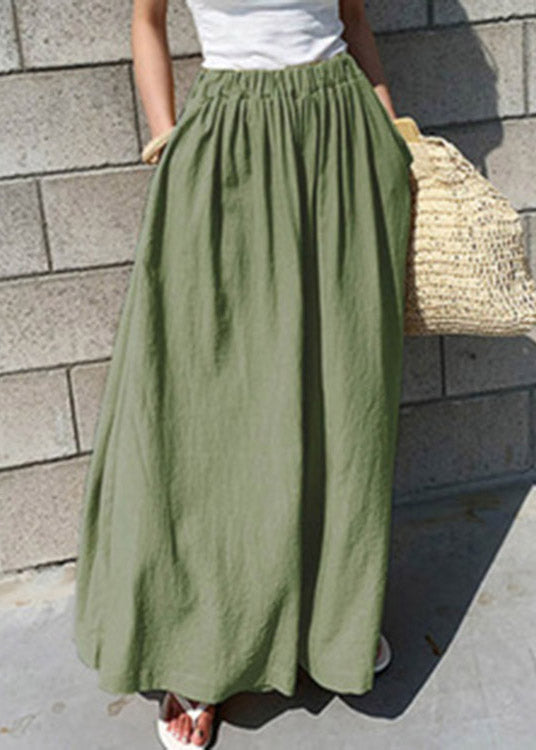 Light Green Elastic Waist Wide Leg Pants Summer