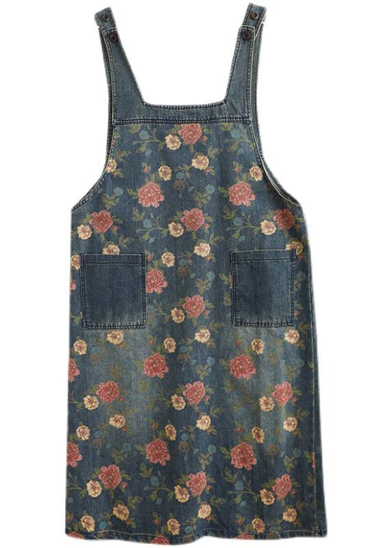 Denim Blue Print Dress Fall Denim Dress