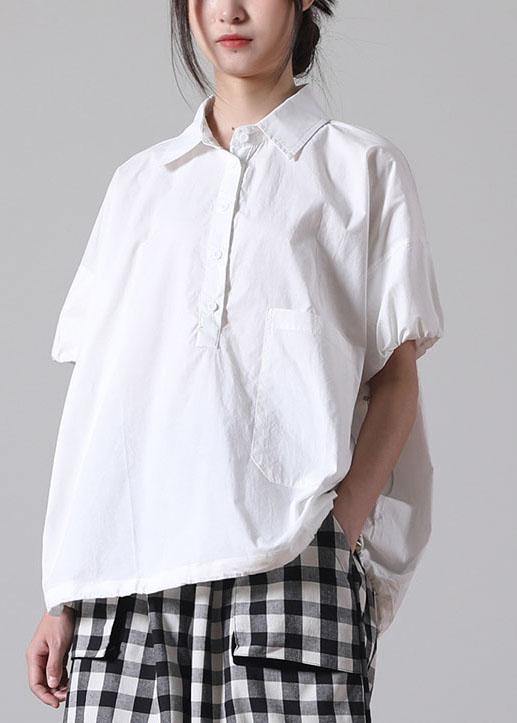 Fine Khaki Pockets Cotton Tops Short Sleeve
