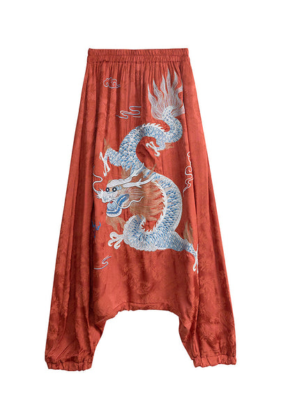 New Black Style Embroidered Big Crotch Lantern Pants Spring