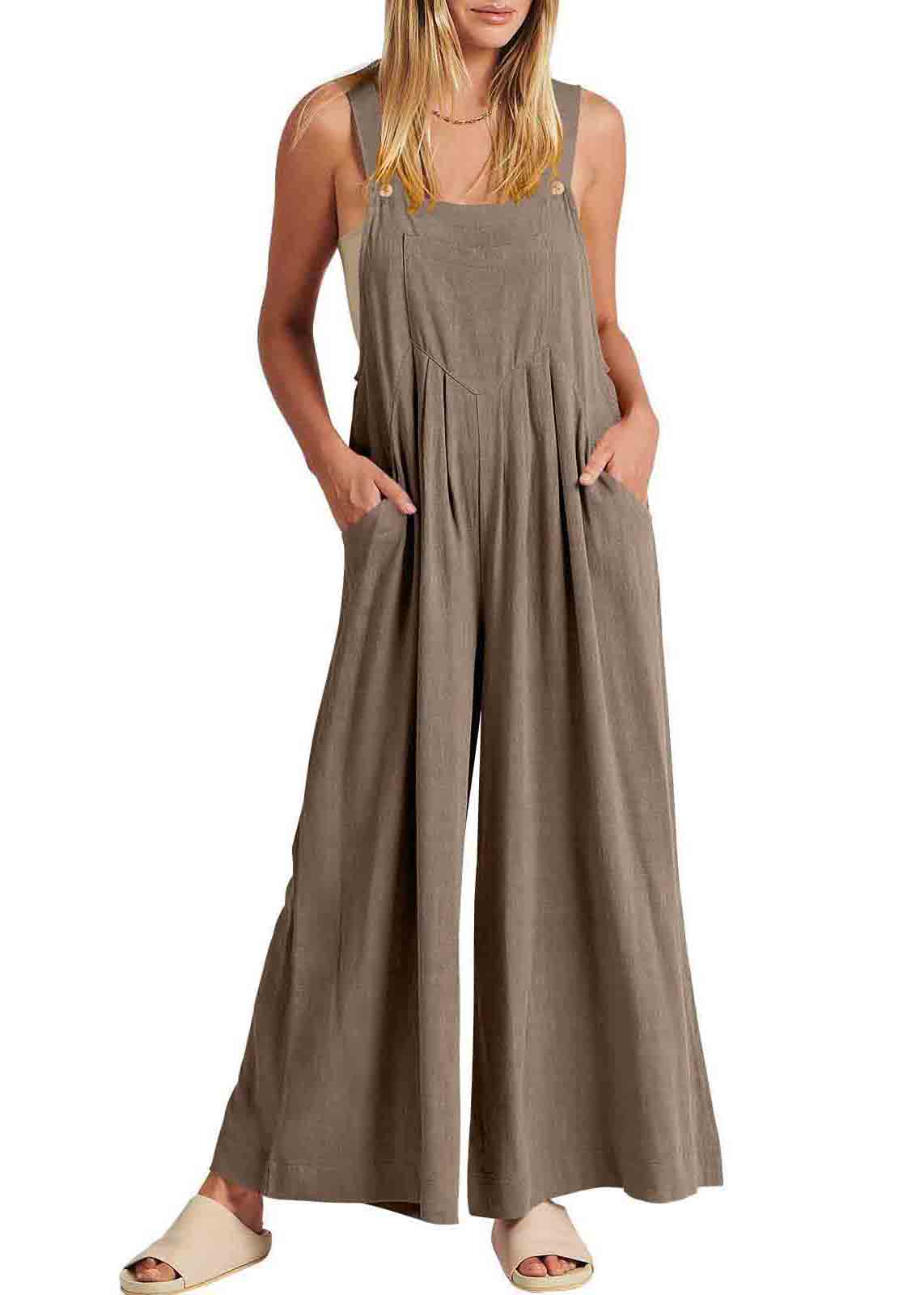 Oversized Wrinkled Linen Overalls Jumpsuits Summer