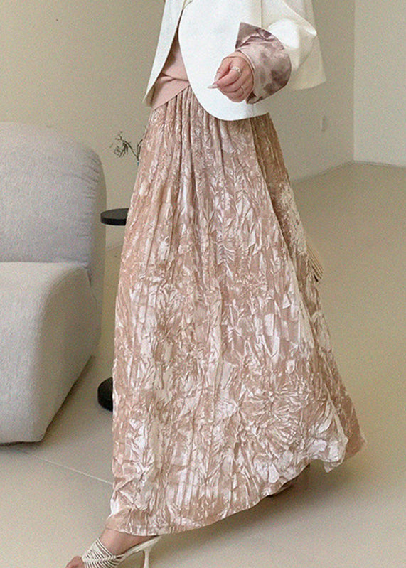 Pink Print Elastic Waist a Line Skirts Summer