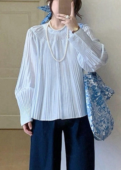 Light Blue Wrinkled Cotton Shirt Fall