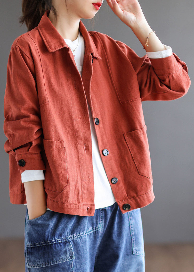 Unique Yellow Peterpan Collar Button Pockets Patchwork Fall Coat