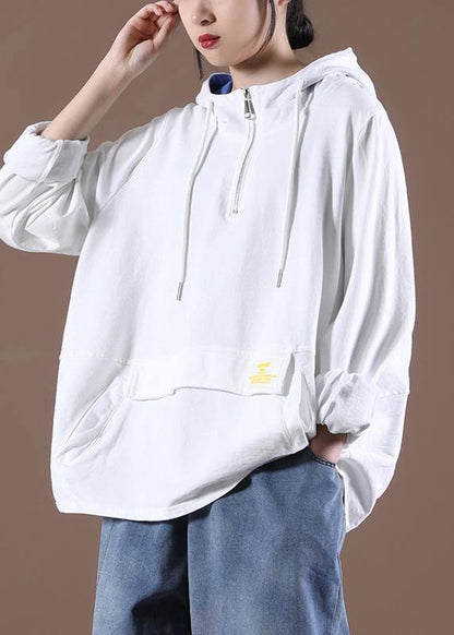 White Classy Pockets Fine Spring Tops