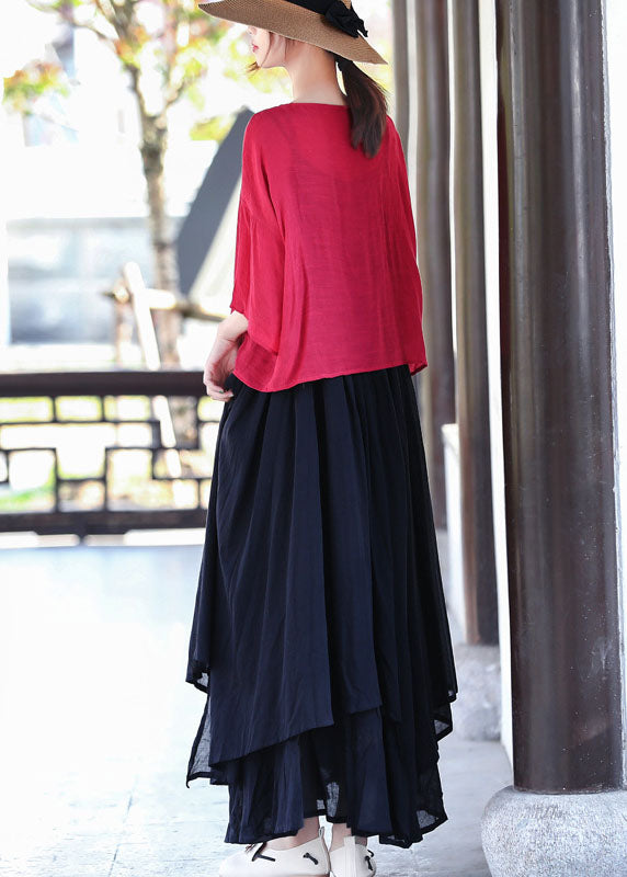 Black Asymmetrical Design Cotton Spaghetti Strap Dress Summer