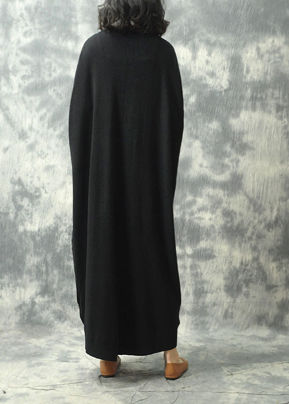 Black Turtleneck Pockets Fall Knit Dress