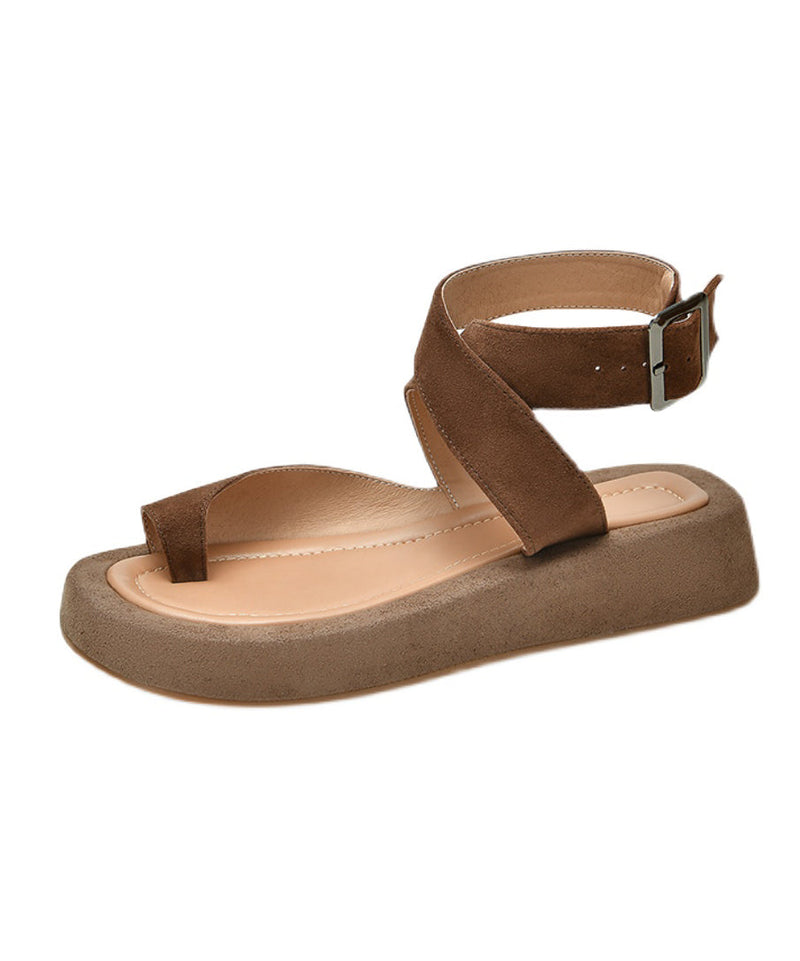 Summer Navy Platform Soled Cross Strap Suede Sandals