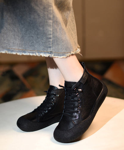 Brown Boots Cowhide Leather Splicing Cross Strap