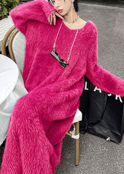 Diy Green Cozy Mink Velvet Fall Sweater Dress
