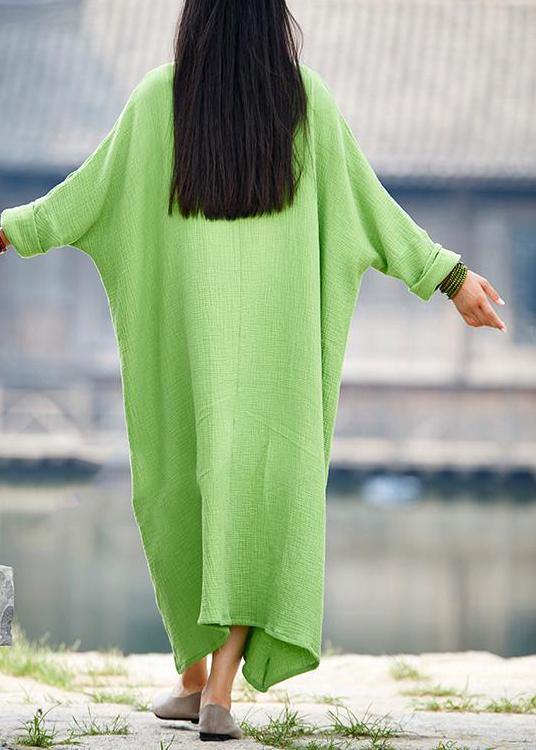 Green V Neck Dress Patchwork Batwing Sleeve Spring Dresses