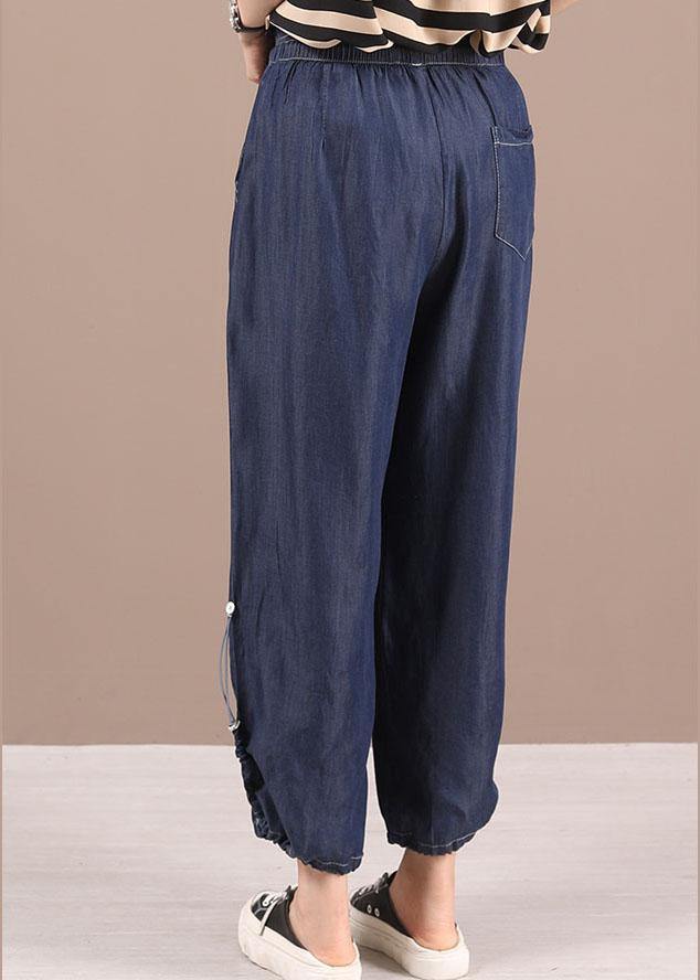 Blue Pockets Denim Harem Pants