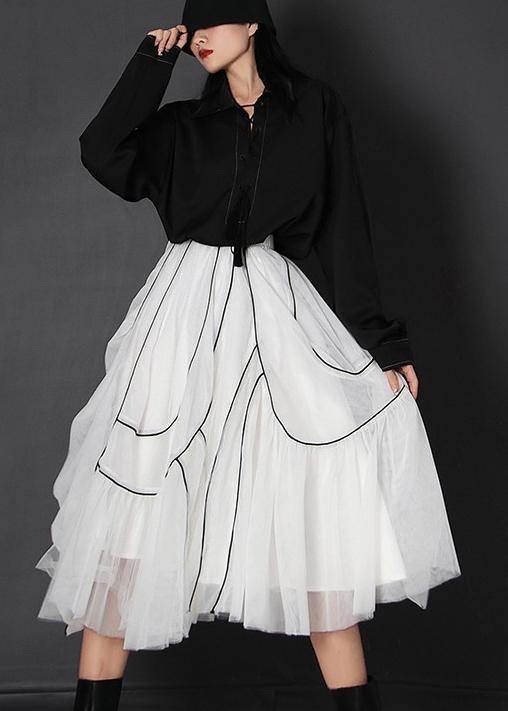White High Waist Cinched Summer Skirts