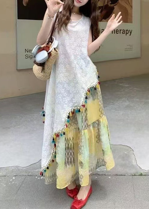 Style Embroidered Tassel Sleeveless Two Pieces Set