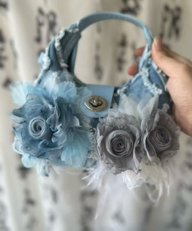 Blue Tassel Denim Tote Handbag