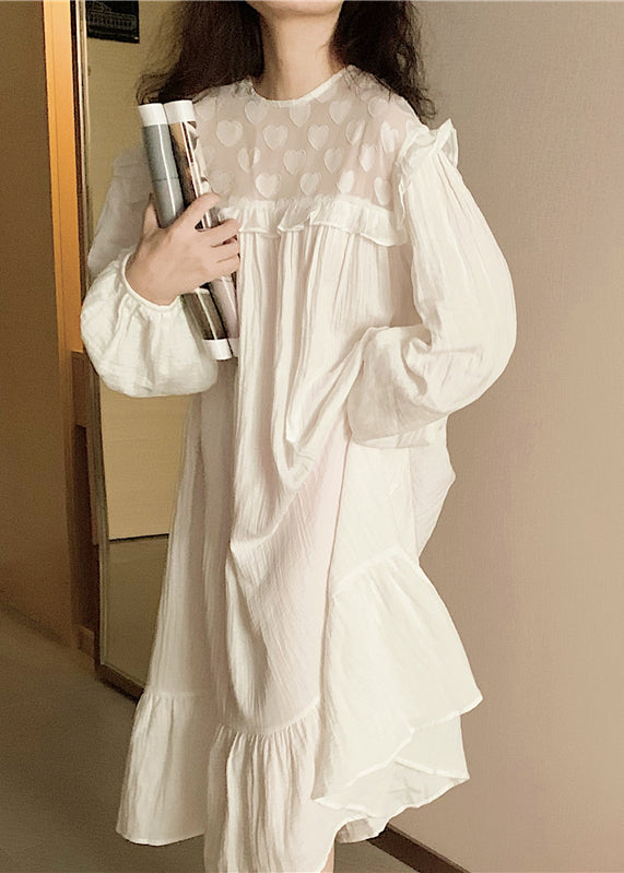 White Oversized Patchwork Cotton Holiday Dress Summer