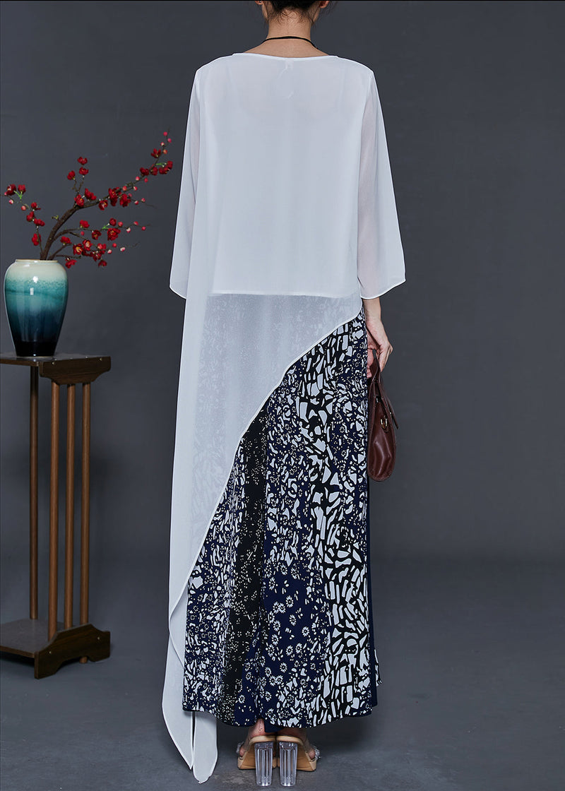 Style Asymmetrical Patchwork Chiffon Two Pieces Set Summer