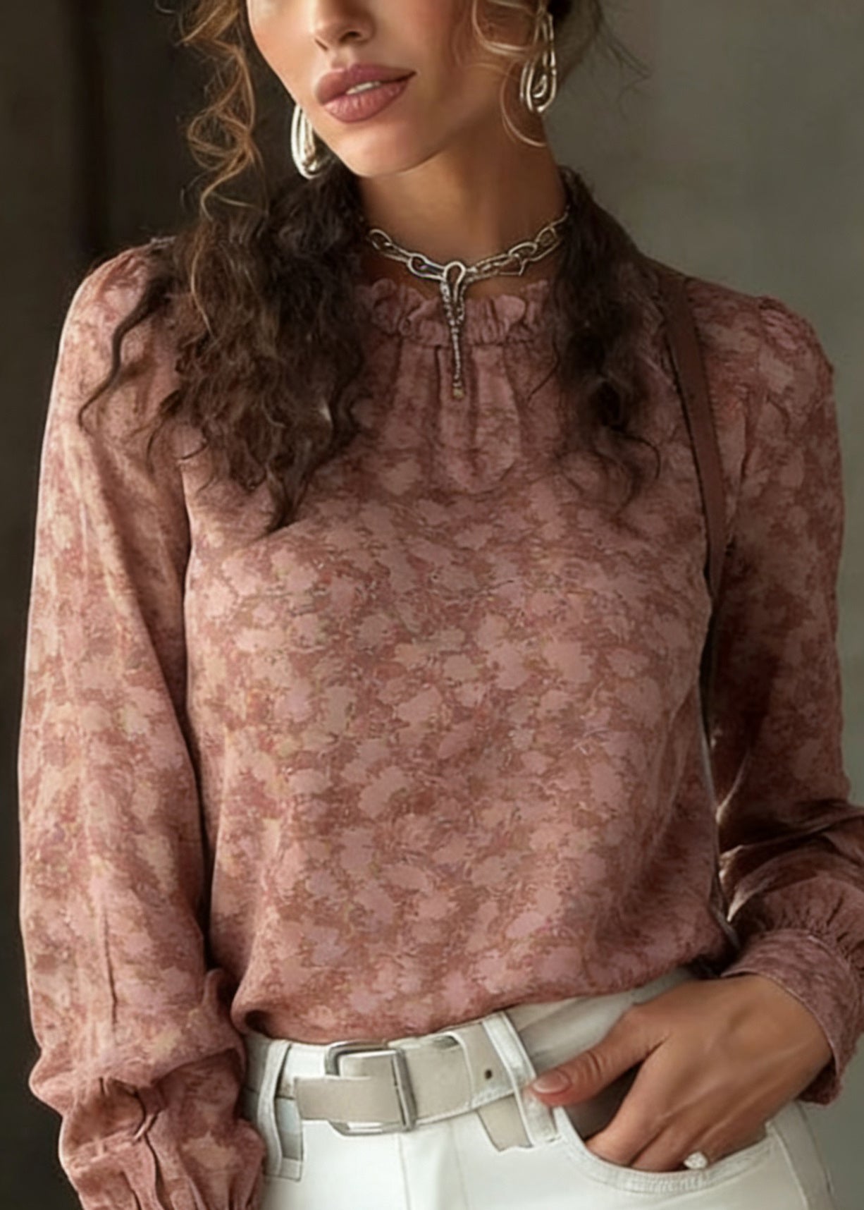 Ruffled Patchwork Print Shirt Spring