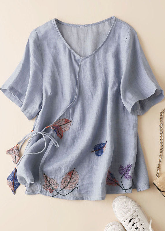 White Embroideried Tie Waist Linen Tank Summer