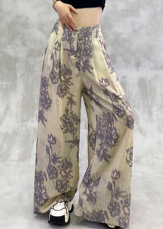 Modern Print Pockets Elastic Waist Pants Summer
