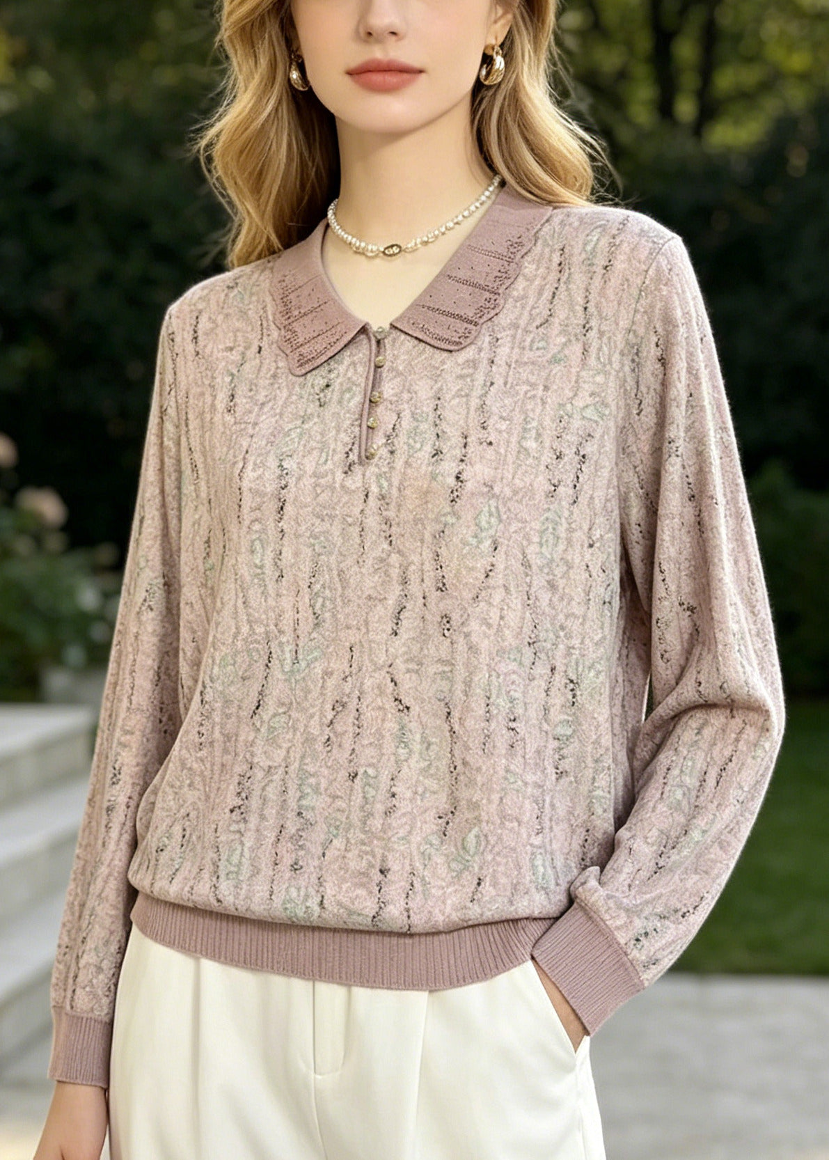 Peter Pan Collar Print Cotton Shirts Summer