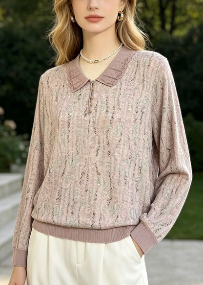 Peter Pan Collar Print Cotton Shirts Summer