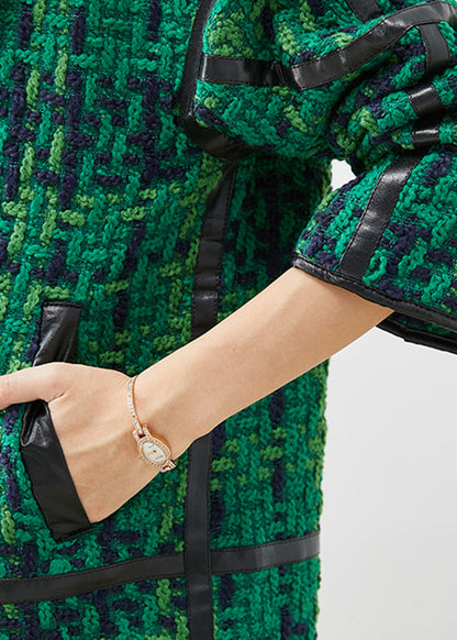 Green Oversized Patchwork Cotton Coat Outwear Fall