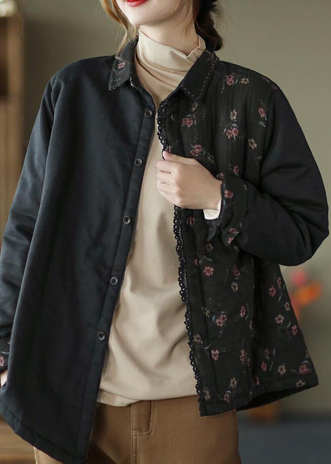 Style Lapel Asymmetric Coats Blouses Chocolate Print Art Jackets