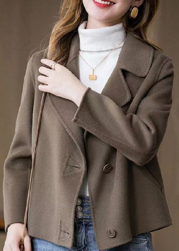 Art Brown Button Woolen Coat Fall