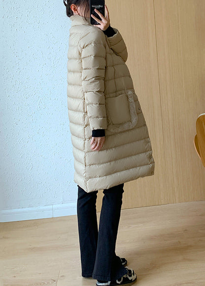 Khaki Pockets the Rabbit Wool Patchwork Duck Down Coats Winter