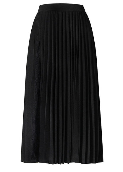 Black Asymmetrical Design Lace Patchwork Summer Skirt