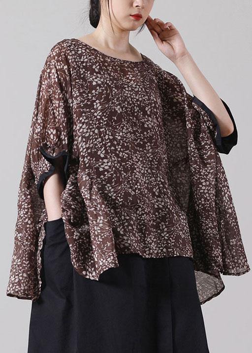Diy Chocolate Print O-neck Loose Cotton Short Sleeve Summer Top