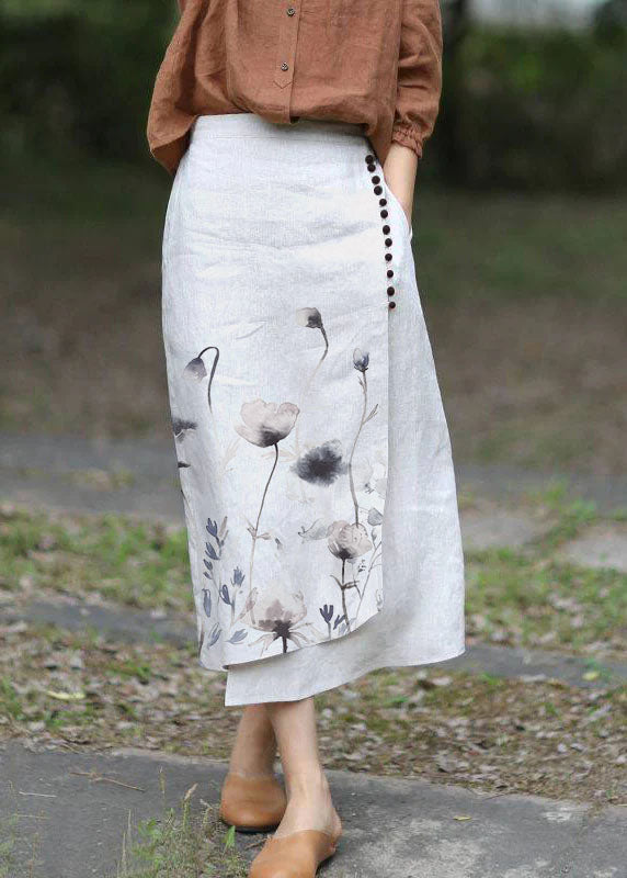 Boutique White Asymmetrical Design Elastic Waist a Line Skirts Spring