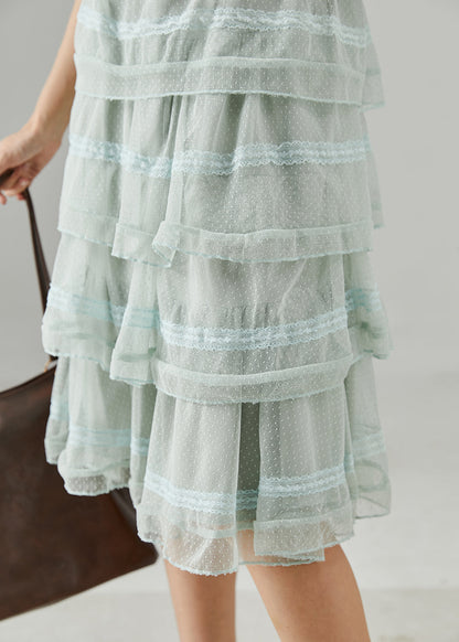 Light Blue Patchwork Tulle Summer Dress