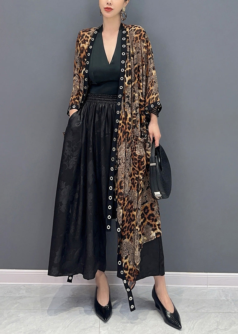 Summer Leopard Cardigan Asymmetrical Design Long Sleeve